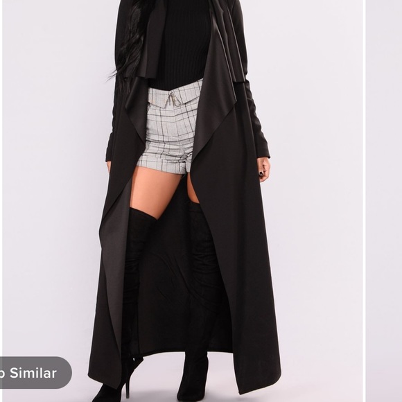 Fashion Nova Jackets & Blazers - Fashion Nova Leah Black Duster Drape Front Long Cardigan Jacket Coat Sweater